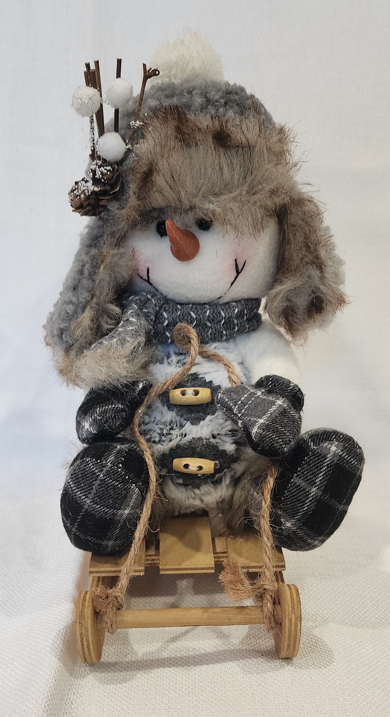 Plush Snowman on Sled, 2 Assorted