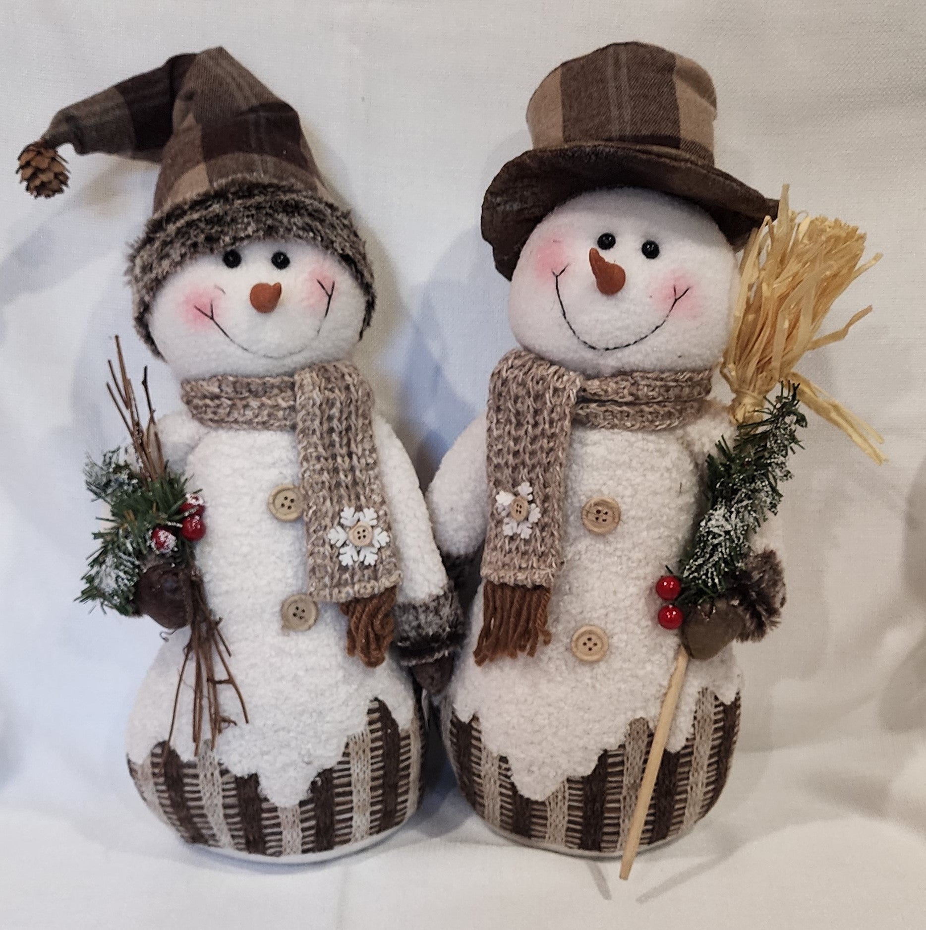 16" Plush Standing Snowman Couple, 2 Assorted
