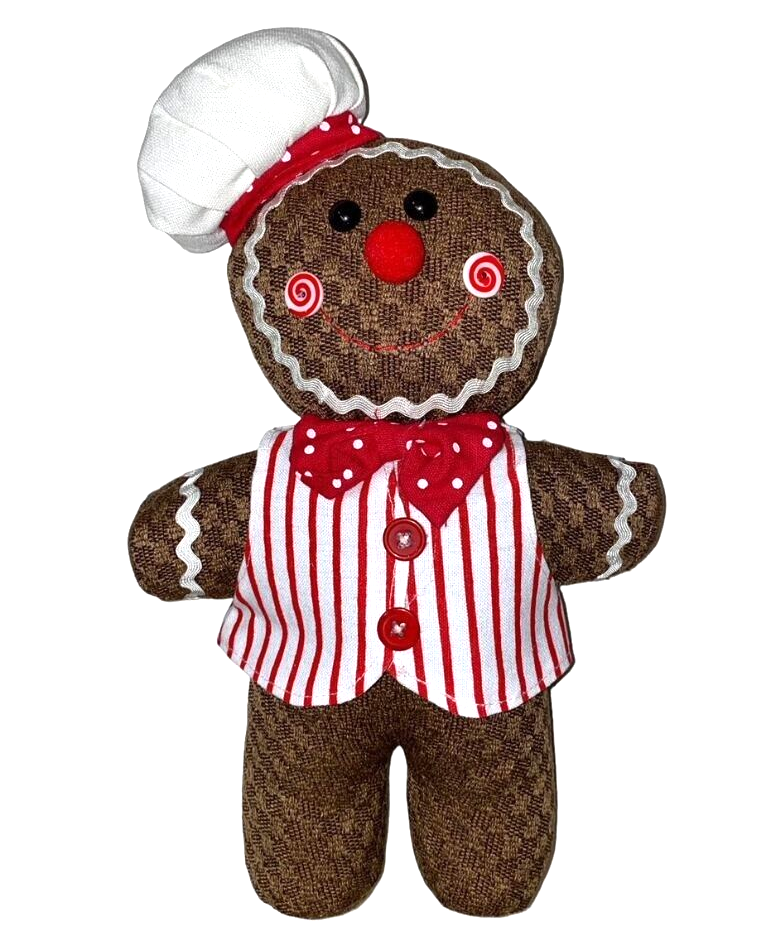 13" Plush Gingerbread Man and Woman, 2 Assorted