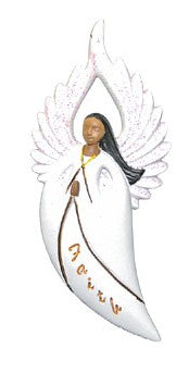 African American Angel Ornaments in White