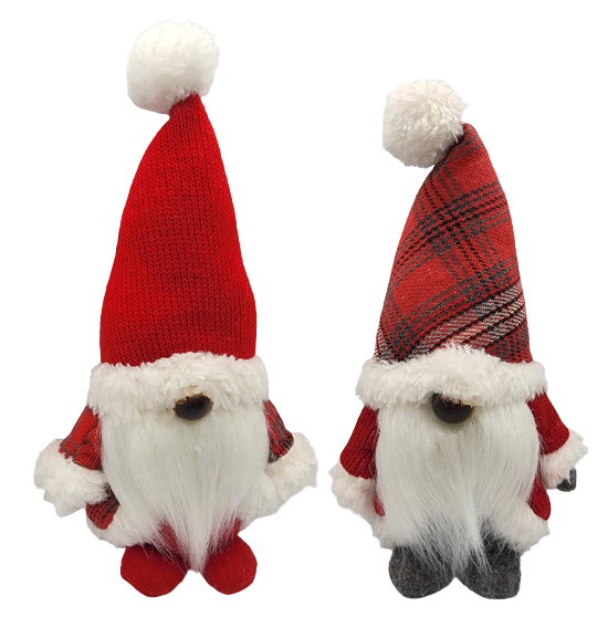 Plaid Gnome with Feet, 2 Assorted