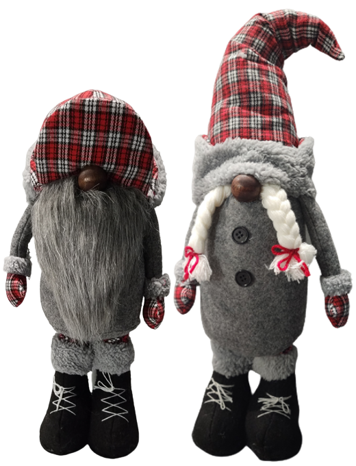 Outdoor Plaid Expandable Gnome, 2 Assorted