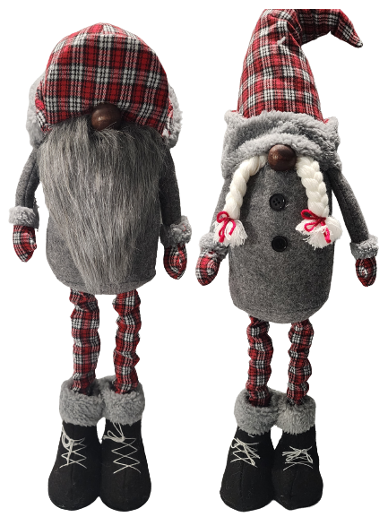 Outdoor Plaid Expandable Gnome, 2 Assorted