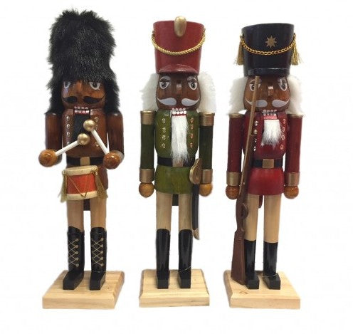 14" Natural Wood African American King Nutcracker - Assorted