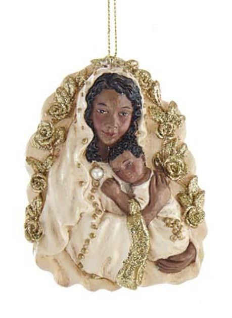 Black Mary with Jesus Ornament