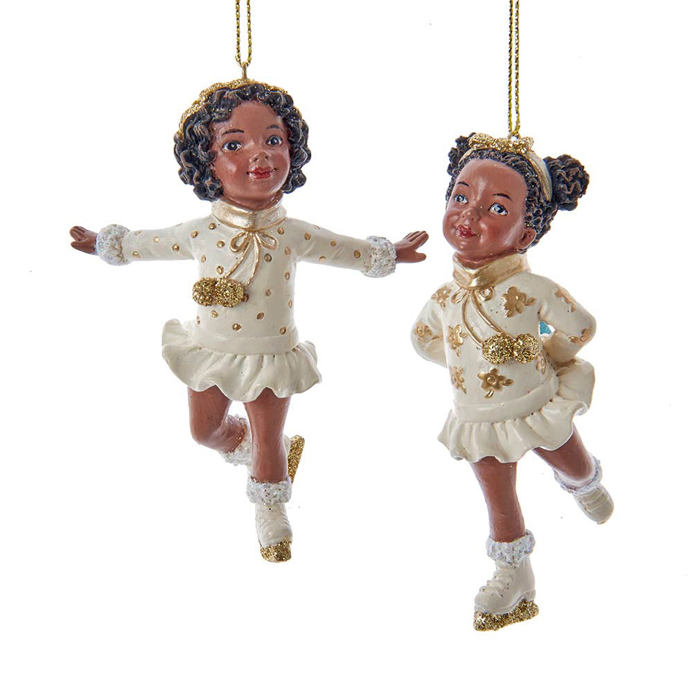 African American Skating Girl Ornaments, 2 Assorted - Kurt Adler