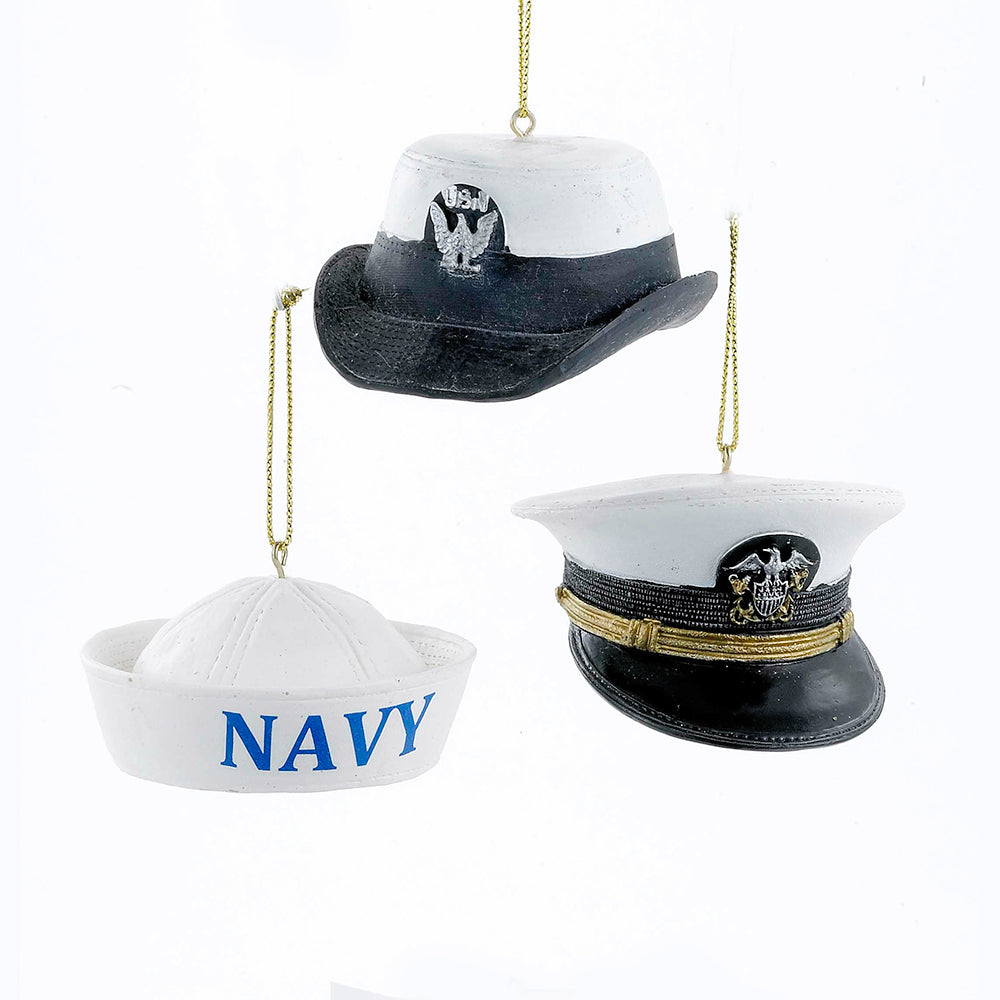 U.S. Navy™ Cap Ornaments, 3 Assorted - Kurt Adler
