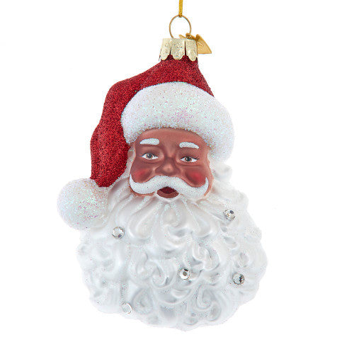 Noble Gems™ Glass African American Santa Head Ornament - Kurt Adler