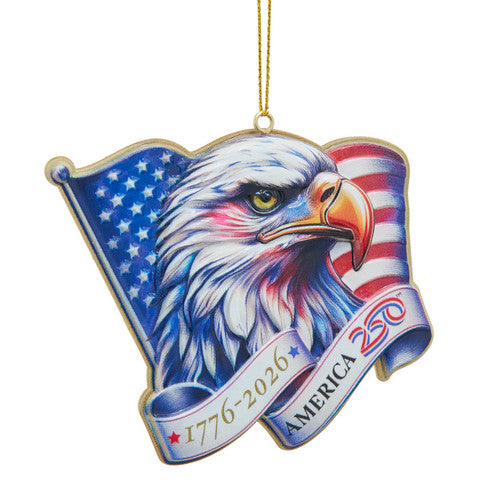 1776-2026 America 250th 3-D Eagle Head With Flag Ornament - Kurt Adler