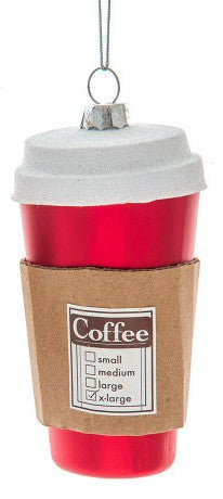 Glass Coffee Cup Ornaments, Assortment of 2 - Kurt Adler