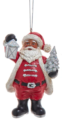 African American Santa With Tree Ornaments, 2 Assorted - Kurt Adler