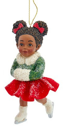 African American Skating Girl With Red Skirt, 2 Assorted - Kurt Adler
