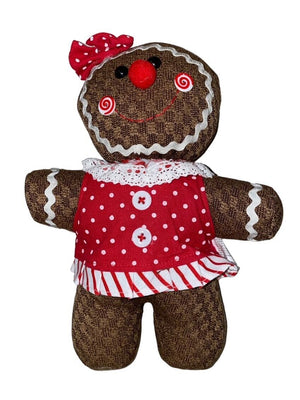 13" Plush Gingerbread Man and Woman, 2 Assorted