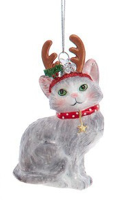 Noble Gems™ Glass Cat With Antlers Ornaments, 4 Assorted - Kurt Adler