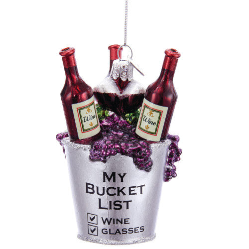 Noble Gems™ Glass Wine Bucket List  Ornament - Kurt Adler