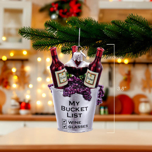 Noble Gems™ Glass Wine Bucket List  Ornament - Kurt Adler