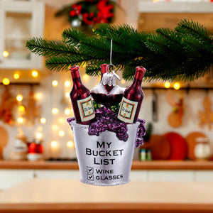 Noble Gems™ Glass Wine Bucket List  Ornament - Kurt Adler