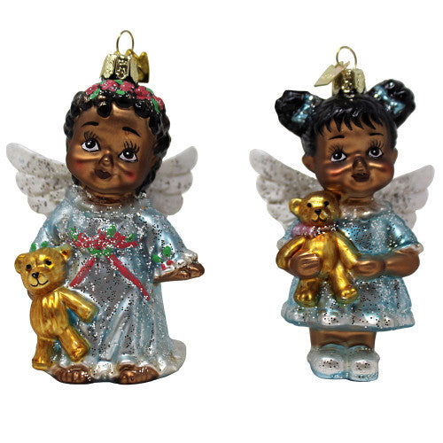Noble Gems™ Glass African American Angel Ornaments, 2 Assorted - Kurt Adler