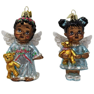 Noble Gems™ Glass African American Angel Ornaments, 2 Assorted - Kurt Adler
