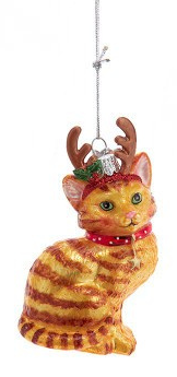 Noble Gems™ Glass Cat With Antlers Ornaments, 4 Assorted - Kurt Adler
