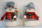 15" Plush Standing Snowman Couple, 2 Assorted (Red Jackets)