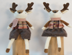 16" Plush Sitting Brown Reindeer Man and Woman, 2 Assorted