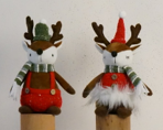 10" Plush Standing Brown Reindeer Man and Woman, 2 Assorted