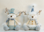 9" Plush Sitting  Blue Reindeer Man and Woman, 2 Assorted