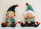 11.5" Plush Sitting Elves in Green Hats, 2 Assorted