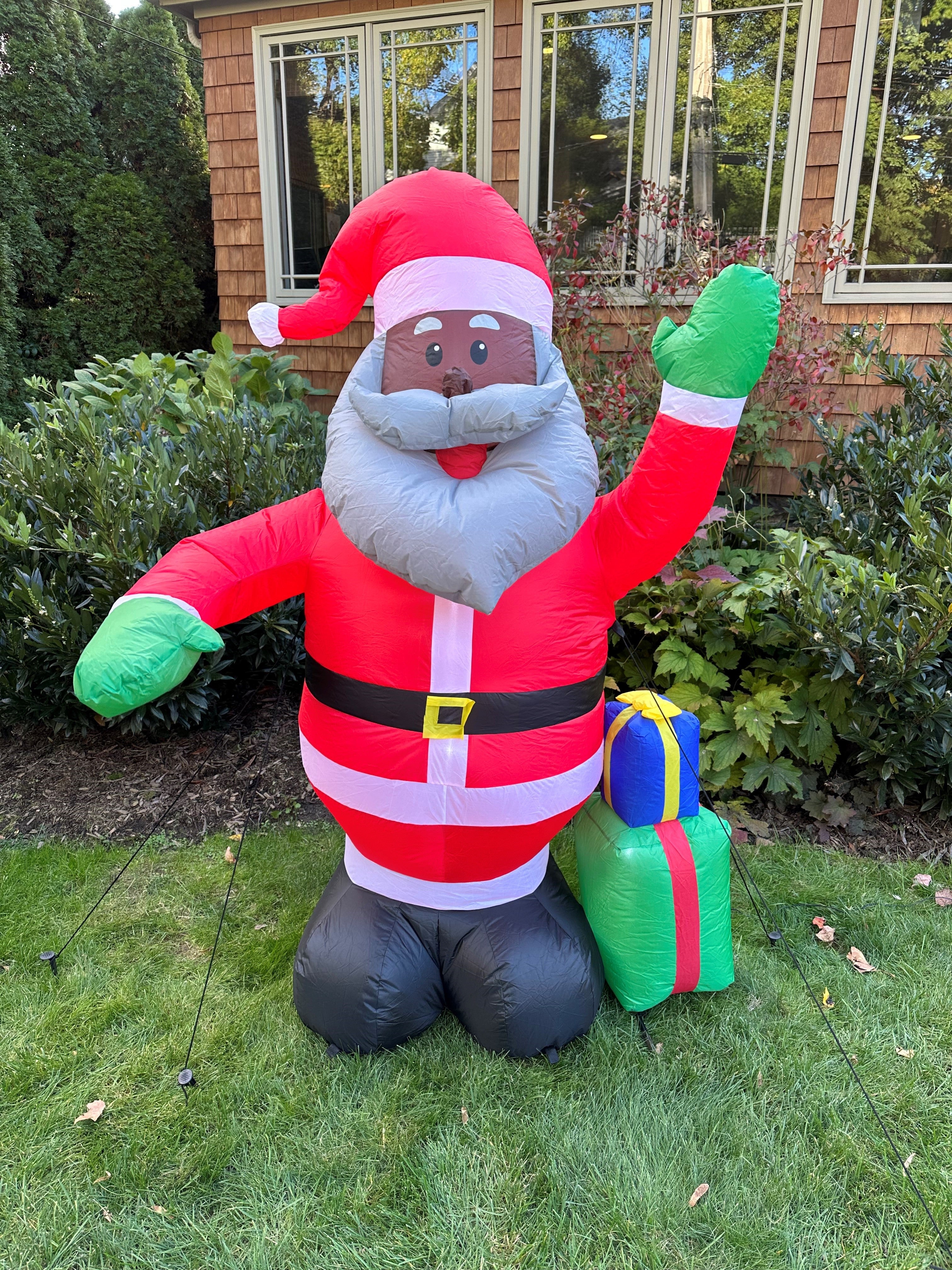 Black Inflatable Lawn Santa - Blitzen's Corner