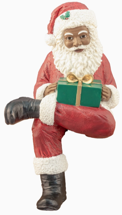 African American Santa Shelf Sitter, 8.25"H