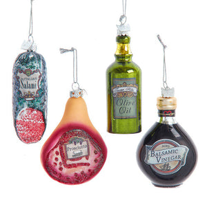 Noble Gems Glass Italian Food Ornaments, Assortment of 4 - Kurt Adler