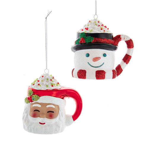 Santa & Snowman Teacup Ornaments, 2 Assorted - Kurt Adler