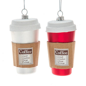 Glass Coffee Cup Ornaments, Assortment of 2 - Kurt Adler