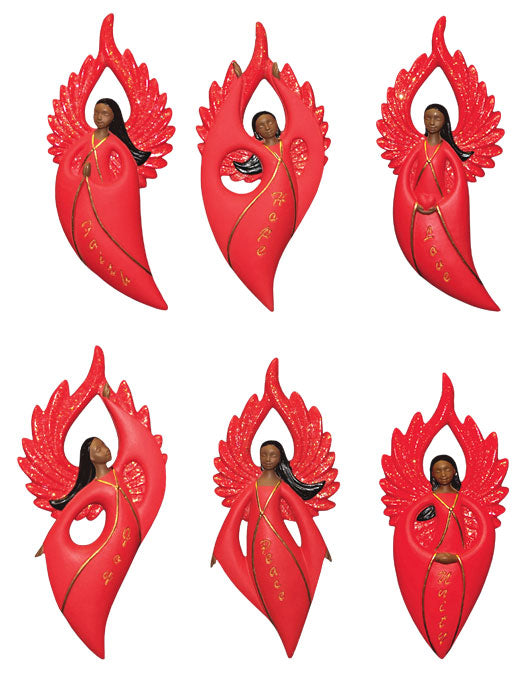 African American Angel Ornaments (Red)