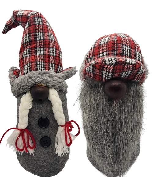 Red/Black Plaid Gnome, 2 Assorted