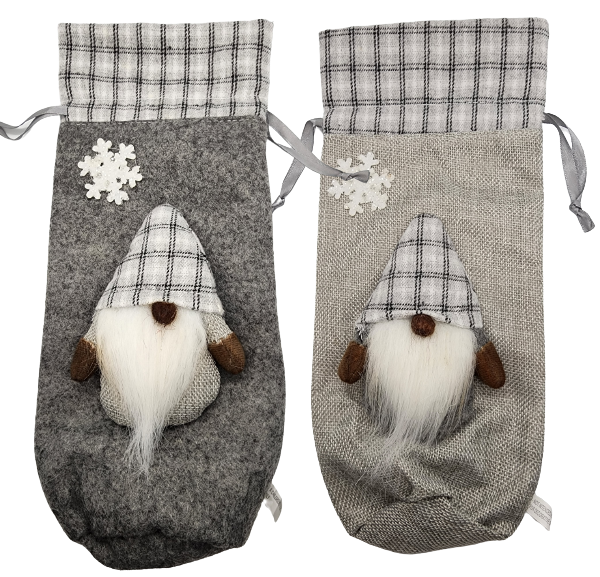 Gnome Wine Bottle Bag, 2 Assorted