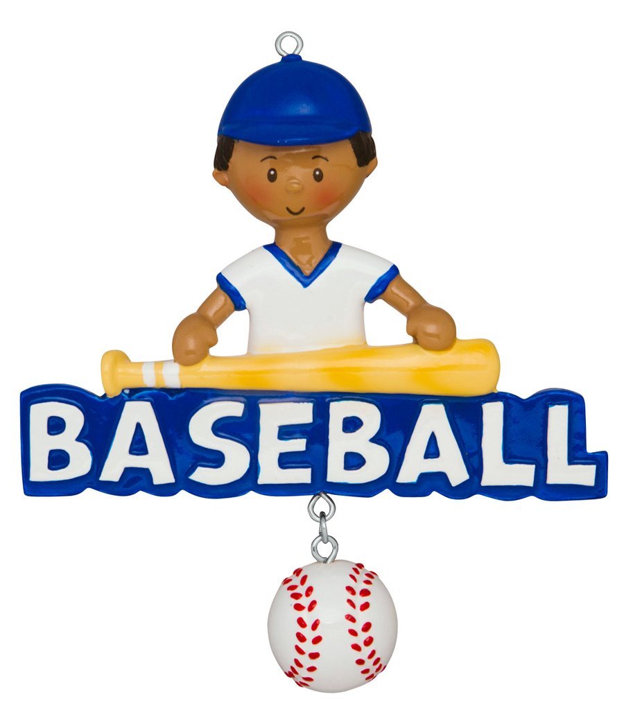 Black Baseball Boy Ornament
