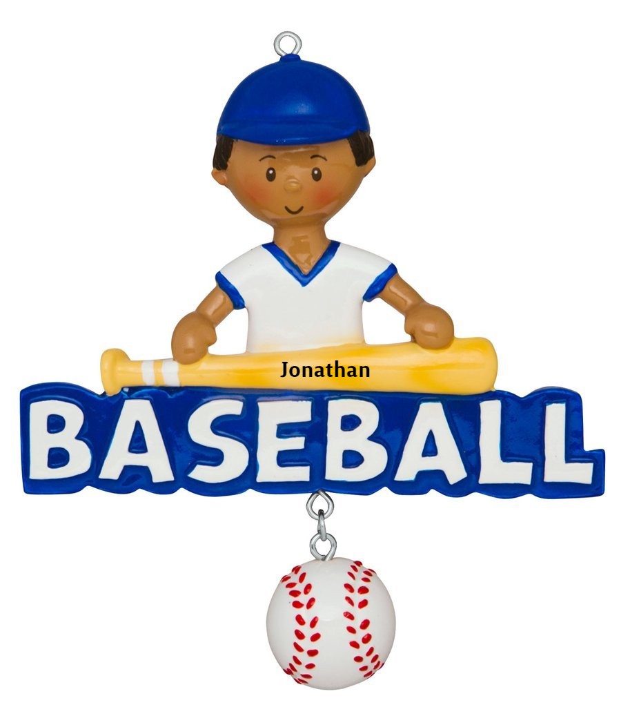 Black Baseball Boy Ornament