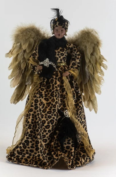 African American Leopard Angel Tree Topper