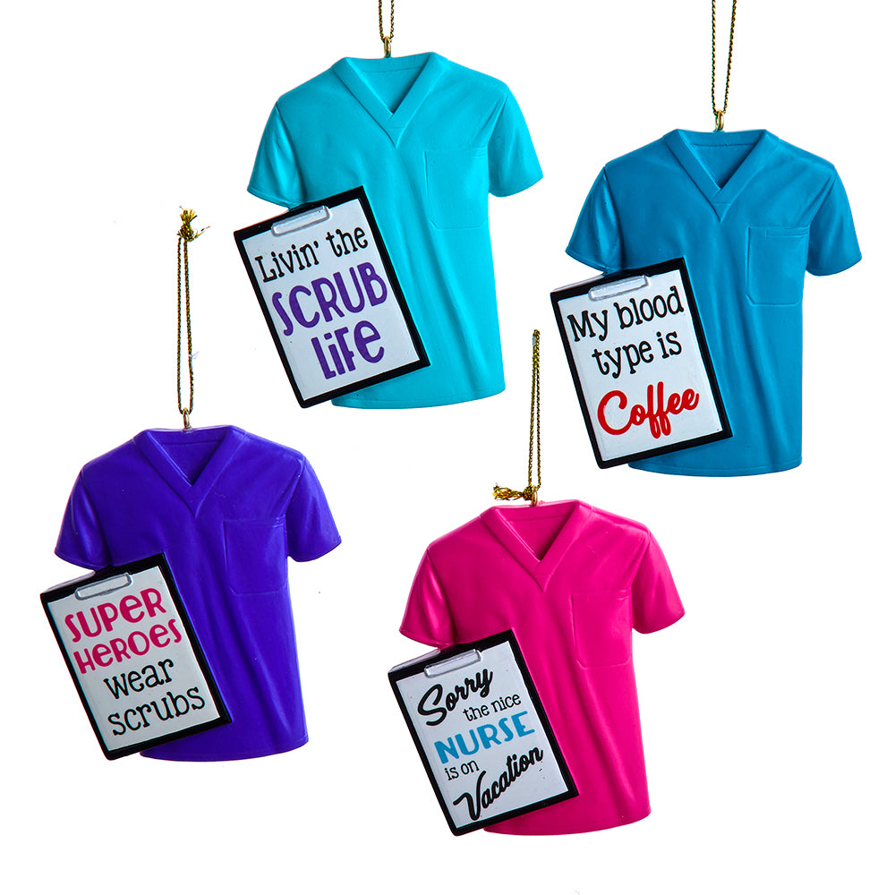 Nurse Scrub Ornaments, 4 Assorted - Kurt Adler