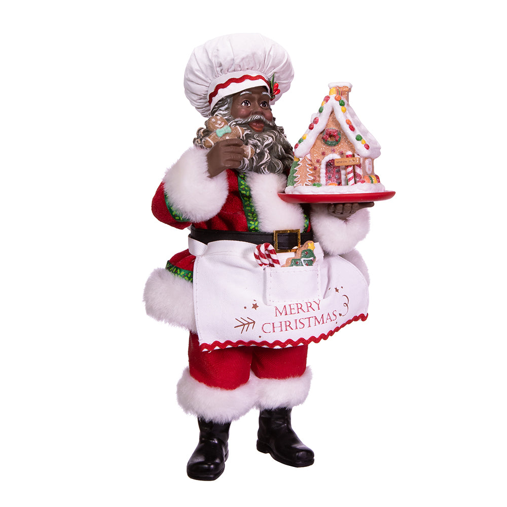 Kurt Adler Black Fabriche Santa Chef