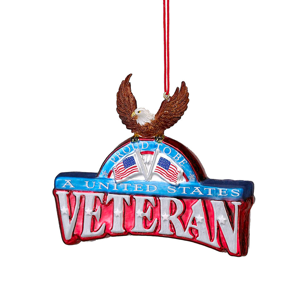 4.25" Glass "Proud To Be A United States Veteran" Ornament - Kurt Adler