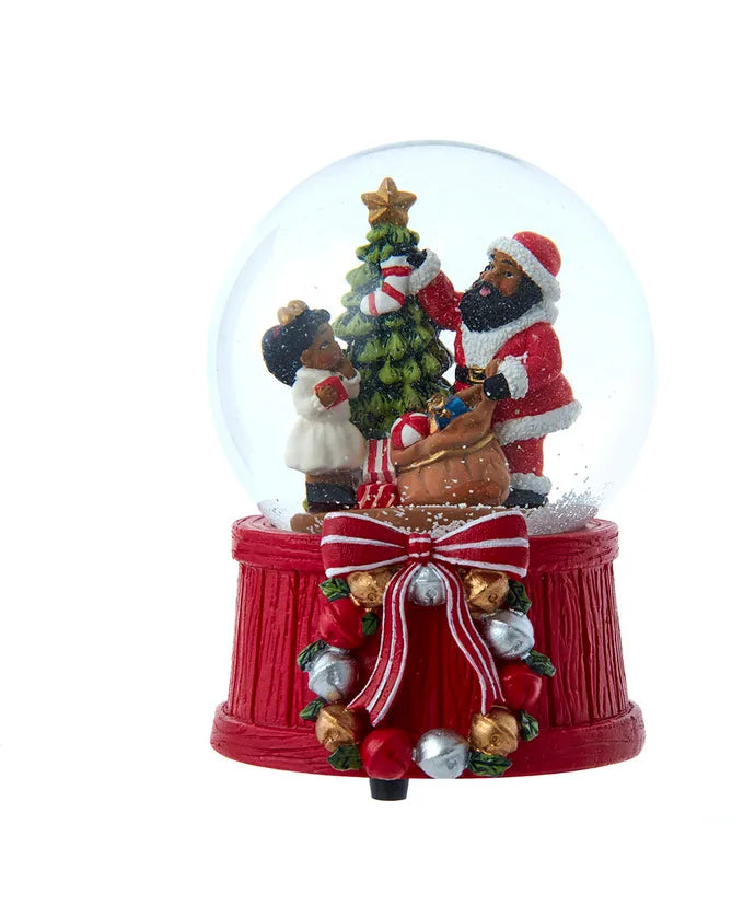 Musical Wind-Up African American Santa Water Globe - Kurt Adler